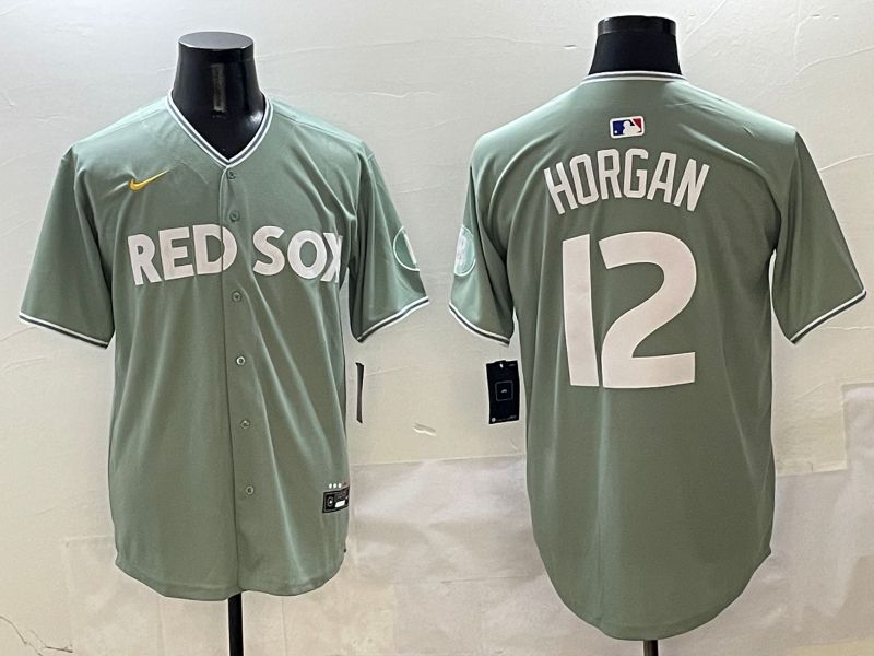 Men Boston Red Sox 12 Horgan Green Joint Name Nike 2025 MLB Jersey style 1